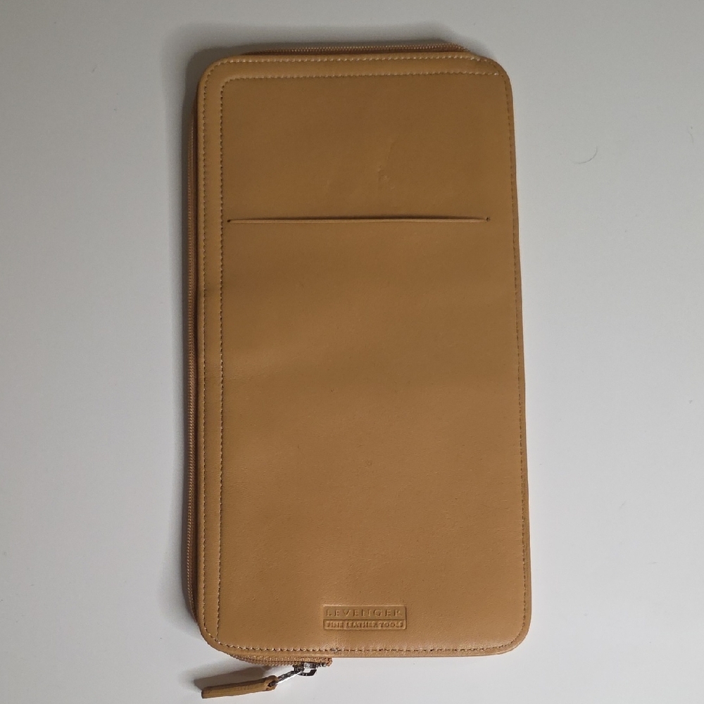 Levenger Tan Leather Women's Wallet/Passport/Checkbook Holder